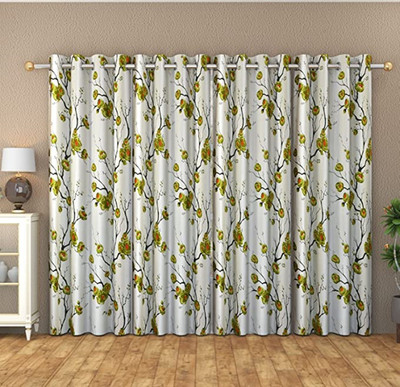 Galaxy Home Decor 153 cm (5 ft) Window Polyester Semi Transparent Curtain (Pack Of 4)(Green, Floral)