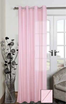 Curtainkart 274.32 cm (9 ft) Cotton Semi Transparent Long Door Curtain Single Curtain(Solid, Baby Pink)
