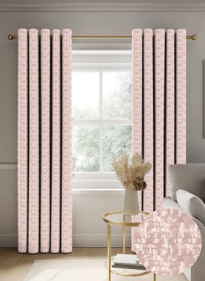 Casableu 274.32 cm (9 ft) Polyester Blackout Long Door Curtain (Pack Of 2)(Printed, Light Pink)