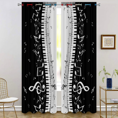S21 214 cm (7 ft) Door Polyester Room Darkening Curtain Single Curtain(White, Printed)