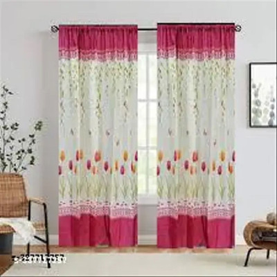 S22 274 cm (9 ft) Long Door Polyester Room Darkening Curtain Single Curtain(Red, Floral)