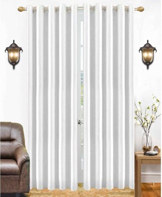 India Furnish 213.2 cm (7 ft) Polyester Semi Transparent Door Curtain (Pack Of 2)(Plain, Solid, White)