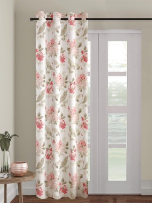 Trance Home Linen 274.32 cm (9 ft) Cotton Semi Transparent Long Door Curtain Single Curtain(Printed, Tashi Pink)
