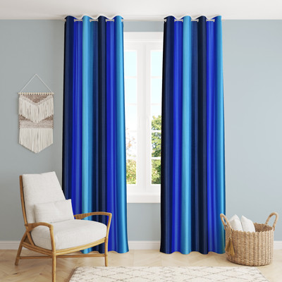 Galaxy Drape 274 cm (9 ft) Long Door Polyester Semi Transparent Curtain (Pack Of 2)(Blue, Plain)