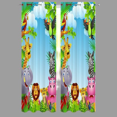 Ad Nx 214 cm (7 ft) Polyester Room Darkening Door Curtain (Pack Of 2)(Animal, Multicolor)