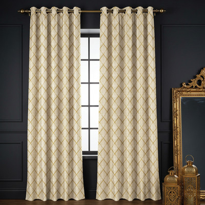 Urban Space 152 cm (5 ft) Polyester Blackout Window Curtain (Pack Of 2)(Solid, Brocade Beige)