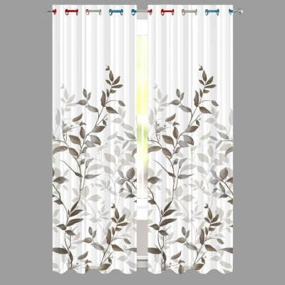 p23 274 cm (9 ft) Polyester Room Darkening Long Door Curtain (Pack Of 2)(Floral, White)