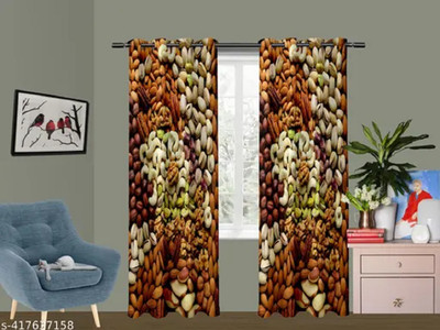IDV 214 cm (7 ft) Door Polyester Room Darkening Curtain (Pack Of 2)(Multicolor, Floral)