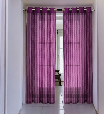 Kingly Home 213.36 cm (7 ft) Polyester Transparent Door Curtain (Pack Of 2)(Self Design, Purple)