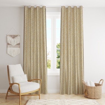 La elite 213 cm (7 ft) Polyester Semi Transparent Door Curtain (Pack Of 2)(Geometric, Yellow)