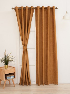 Ariana 274 cm (9 ft) Polyester Semi Transparent Long Door Curtain Single Curtain(Solid, Yellow)