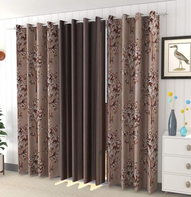 Benchmark 152.4 cm (5 ft) Polyester Room Darkening Window Curtain (Pack Of 3)(Solid, Coffee)