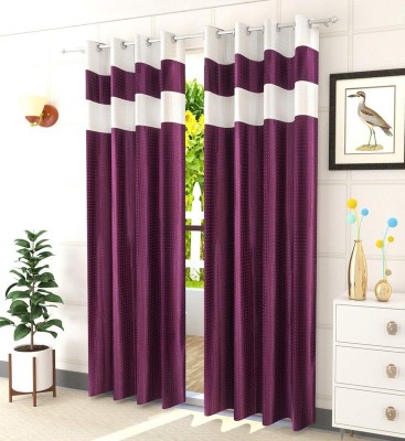 Kraftiq Homes 274 cm (9 ft) Polyester Semi Transparent Long Door Curtain (Pack Of 4)(Printed, Wine)