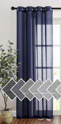 RSTC 152 cm (5 ft) Cotton Semi Transparent Window Curtain Single Curtain(Plain, Blue)
