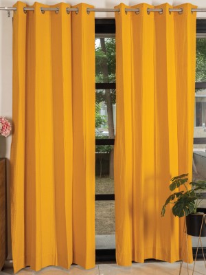 Urban Space 244 cm (8 ft) Cotton Room Darkening Long Door Curtain (Pack Of 2)(Solid, Mustard)