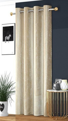 Fresh from Loom 213 cm (7 ft) Door Polyester Room Darkening Curtain Single Curtain(Texture Gold, Floral)