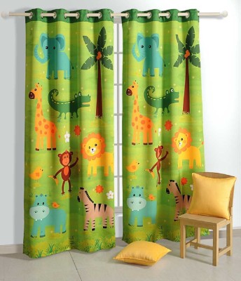 SWAYAM 152 cm (5 ft) Polyester Blackout Window Curtain Single Curtain(Animal, Green)