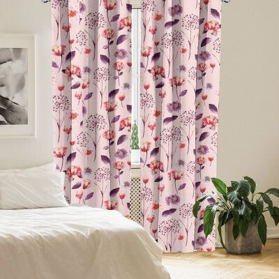 Tample Fab 274 cm (9 ft) Long Door Polyester Room Darkening Curtain Single Curtain(Purple, Floral)