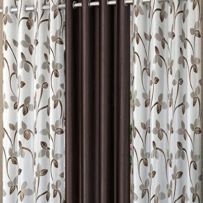 GEET TRADER 182 cm (6 ft) Shower Polyester Room Darkening Curtain (Pack Of 3)(coffee, Printed)