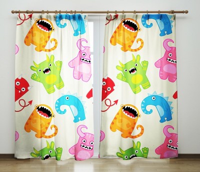 Khushi 154 cm (5 ft) Polyester Room Darkening Window Curtain (Pack Of 2)(3D Printed, Multicolor)
