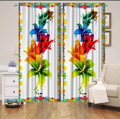 kanhomz 213.36 cm (7 ft) Polyester Blackout Door Curtain (Pack Of 2)(Cartoon, Multicolor)