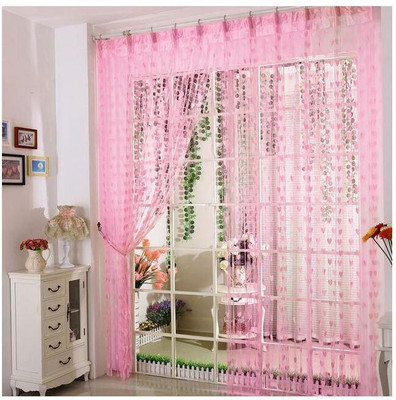 Adhvik 213 cm (7 ft) Polyester Window Curtain Single Curtain(Self Design, Pink)