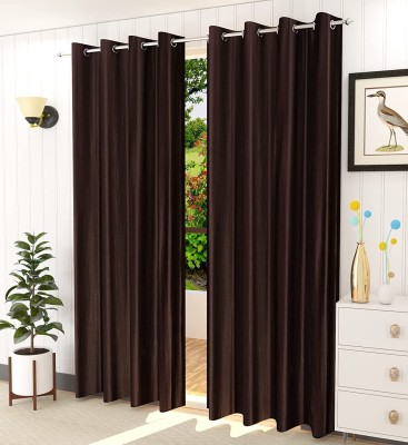 The Dream Weavers 152 cm (5 ft) Polyester Blackout Window Curtain (Pack Of 2)(Solid, Brown)