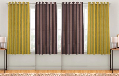 HOMEFLY 150 cm (5 ft) Cotton Room Darkening Window Curtain (Pack Of 4)(Self Design, cp1010)