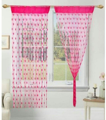 Deeksha Textiles 213 cm (7 ft) Window Polyester Semi Transparent Curtain (Pack Of 2)(Pink, Floral)