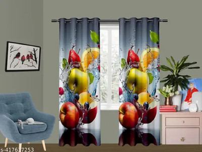 RD 154 cm (5 ft) Window Polyester Room Darkening Curtain Single Curtain(Multicolor, Floral)
