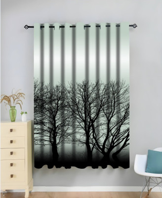 Tample Fab 154 cm (5 ft) Window Polyester Room Darkening Curtain Single Curtain(Black, Printed)