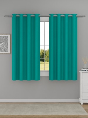 Raymond Home 152 cm (5 ft) Polyester Semi Transparent Window Curtain (Pack Of 2)(Solid, TEAL)