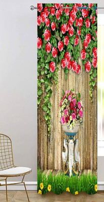 DD8 214 cm (7 ft) Door Polyester Room Darkening Curtain Single Curtain(Green, Floral)