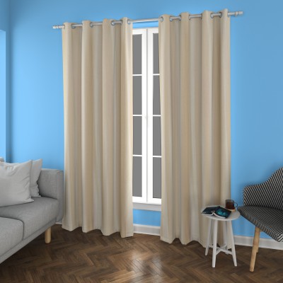 ANTHUB 214 cm (7 ft) Polyester Blackout Door Curtain Single Curtain(Solid, Beige)