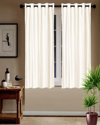 Shappy Attires 150 cm (5 ft) Polyester Blackout Window Curtain (Pack Of 2)(Solid, Cream)