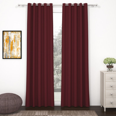 Story@home 275 cm (9 ft) Long Door Polyester, Silk Blackout Curtain (Pack Of 2)(Maroon, Solid)