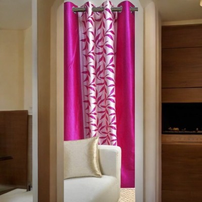 smf 152 cm (5 ft) Polyester Room Darkening Window Curtain (Pack Of 2)(Printed, Pink)