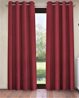 Fashion String 153 cm (5 ft) Polyester Semi Transparent Window Curtain (Pack Of 2)(Solid, Maroon)
