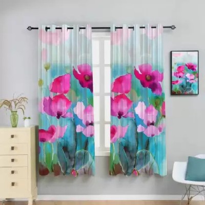 Khwaish Creation 213 cm (7 ft) Polyester Room Darkening Door Curtain (Pack Of 2)(Self Design, Multicolor1)