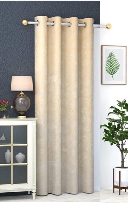 Freshfromloom 274 cm (9 ft) Velvet Room Darkening Long Door Curtain Single Curtain(Abstract, Cream)