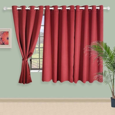 SWAYAM 152 cm (5 ft) Polyester Window Curtain Single Curtain(Solid, Maroon)