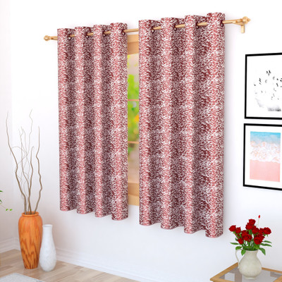 Story@home 152 cm (5 ft) Window Jacquard Room Darkening Curtain Single Curtain(WINE, Printed)