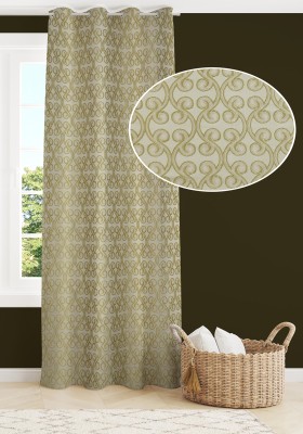 Elegance 274 cm (9 ft) Jacquard Semi Transparent Long Door Curtain Single Curtain(Geometric, Sea Green)