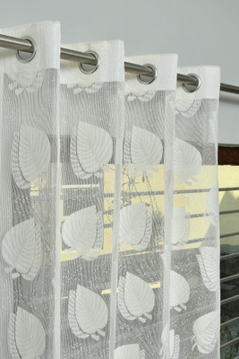 Rashee Creations 213 cm (7 ft) Net Transparent Door Curtain Single Curtain(Printed, OffWhite)