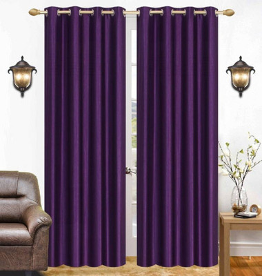 Styletex 274 cm (9 ft) Long Door Polyester Semi Transparent Curtain (Pack Of 2)(Purple, Solid)