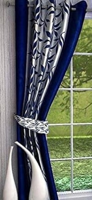 NRZ HOME 213 cm (7 ft) Polyester Semi Transparent Door Curtain Single Curtain(Printed, Blue)