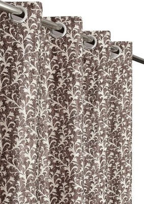 Ultica Fab 274.3 cm (9 ft) Polyester Room Darkening Long Door Curtain (Pack Of 2)(Printed, Brown)