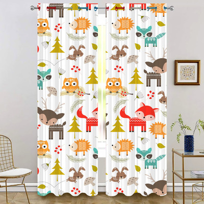 Tample Fab 214 cm (7 ft) Door Polyester Room Darkening Curtain Single Curtain(Orange, Animal)