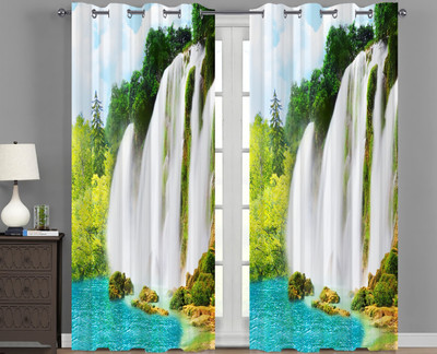 s23 274 cm (9 ft) Long Door Polyester Room Darkening Curtain Single Curtain(Green, Floral)