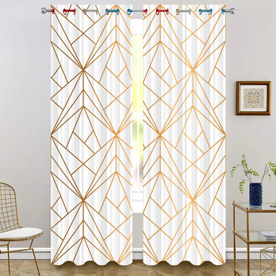 FDV 214 cm (7 ft) Door Polyester Room Darkening Curtain Single Curtain(Brown, Geometric)